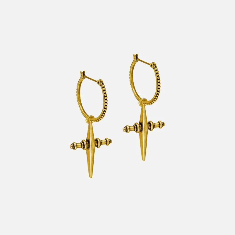 Luv AJ Cross Hoops - Gold sold by Kith