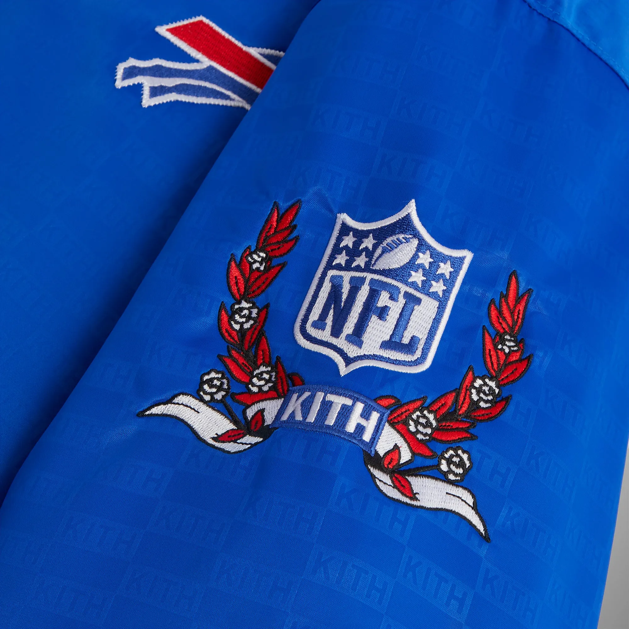 Kith for the NFL: Bills Satin Bomber Jacket - Cyclone sold by Kith product image thumbnail 5