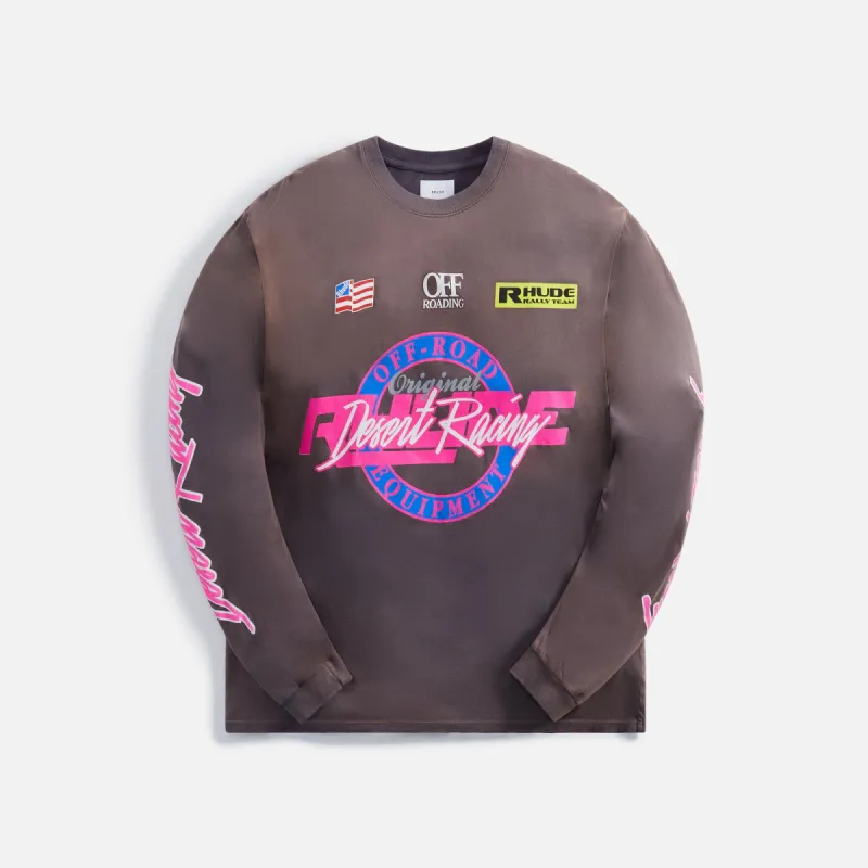 Rhude Desert Racing Long Sleeve Tee - Vintage Grey sold by Kith