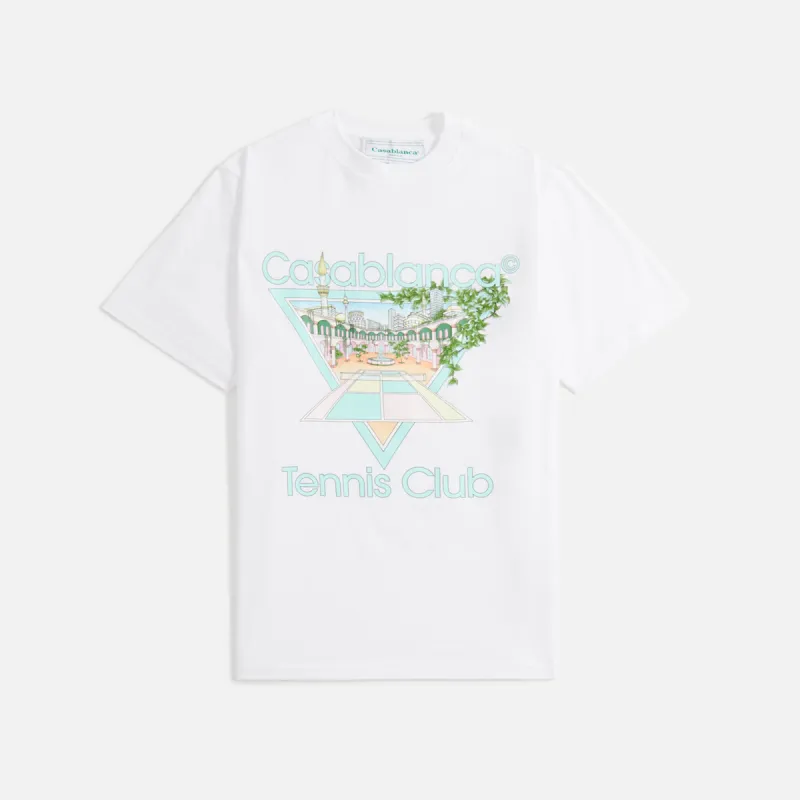 Casablanca Tennis Club Icon Pastelle Printed Tee - White sold by Kith