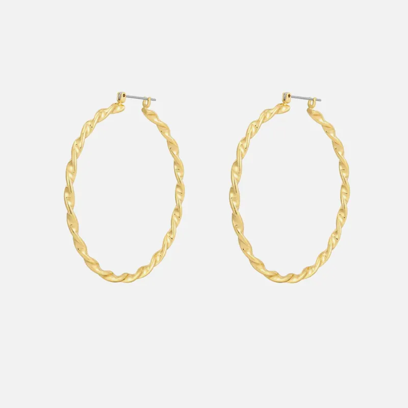 Luv AJ Hanalei Twisted Hoops - Gold sold by Kith