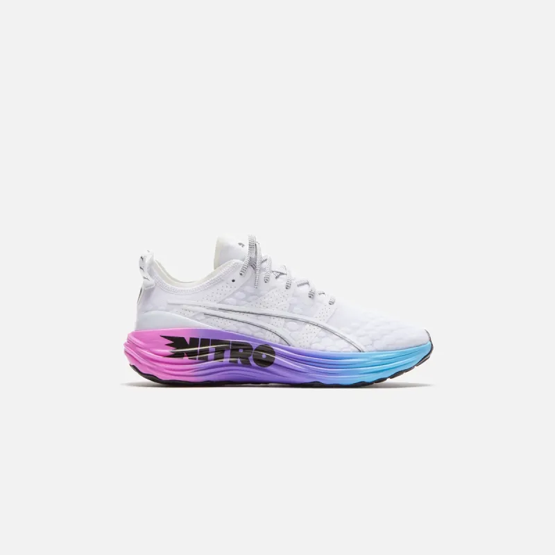Puma Foreverrun Nitro Sunset - Puma White / Luminous Blue / Electric Orchid sold by Kith