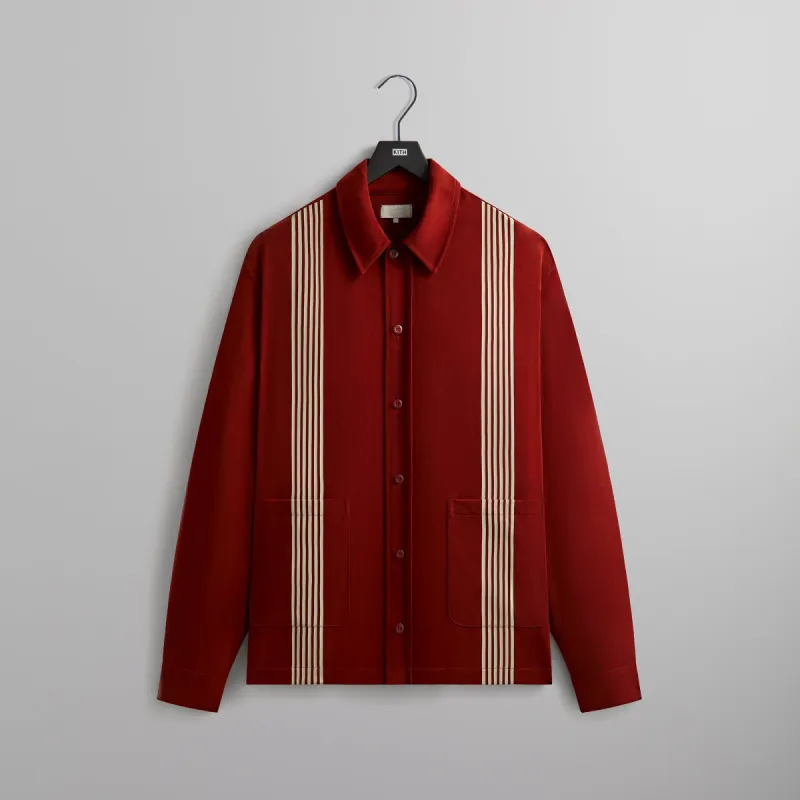 Kith Sueded Sateen Boxy Collared Overshirt - Almandine sold by Kith