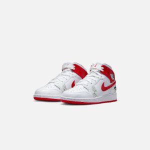 Nike Grade School Air Jordan 1 Mid SS - White / University Red sold by Kith