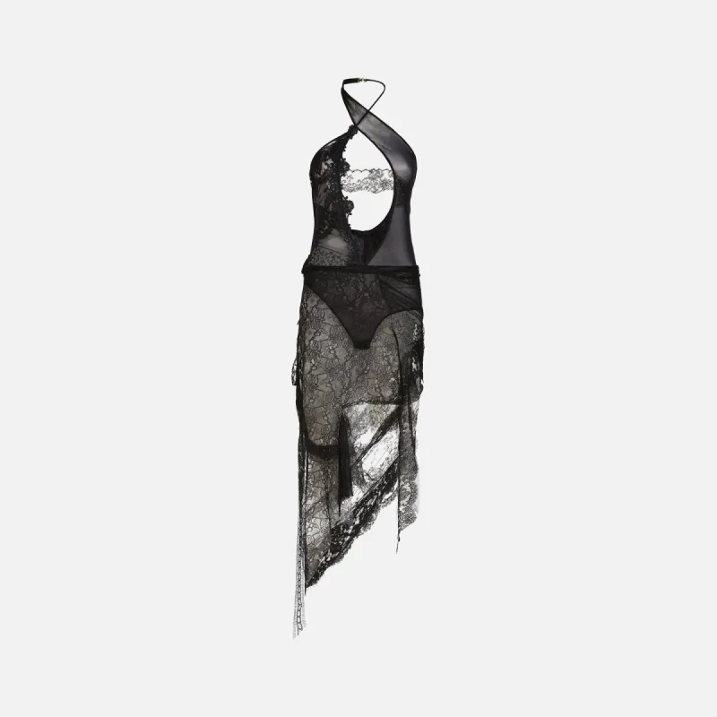 The Attico Lace Mini Dress - Black sold by Kith