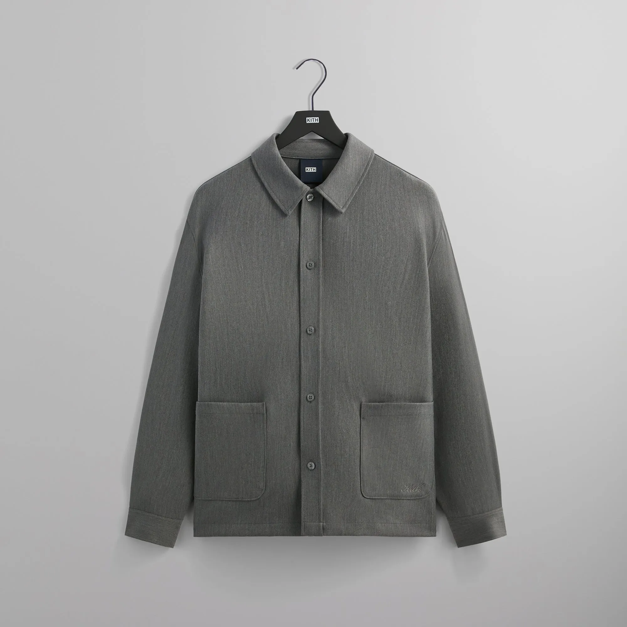 Kith Double Weave Boxy Collared Overshirt - Medium Heather Grey sold by Kith