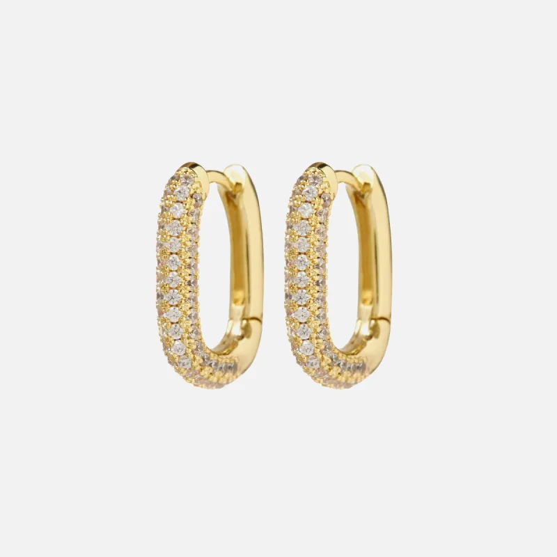 Luv AJ Pave Chain Link Huggies - Gold sold by Kith