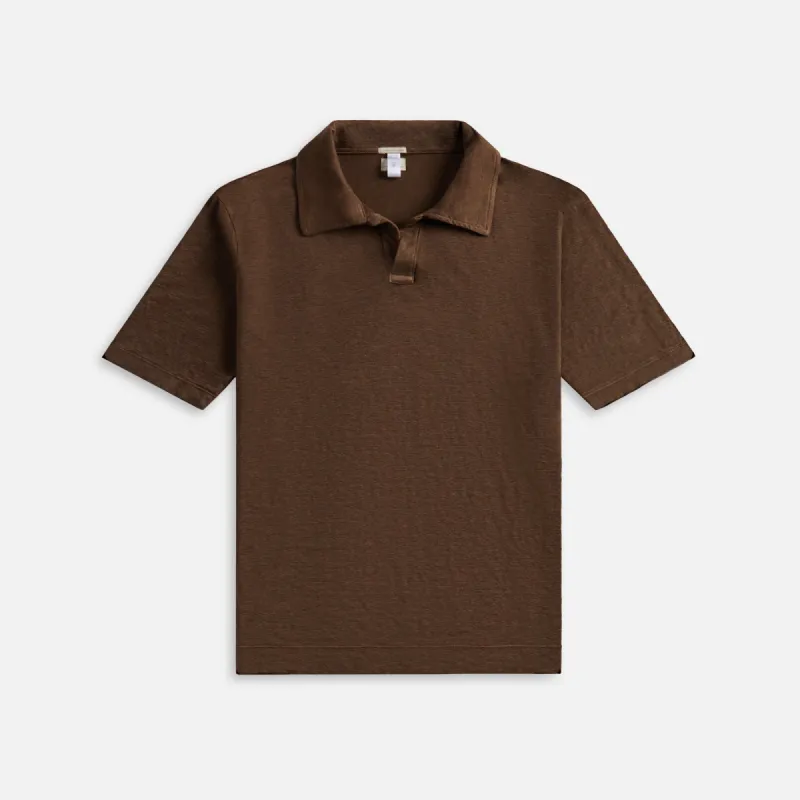 Massimo Alba Aruba Linen Polo Shirt - Cuoio sold by Kith