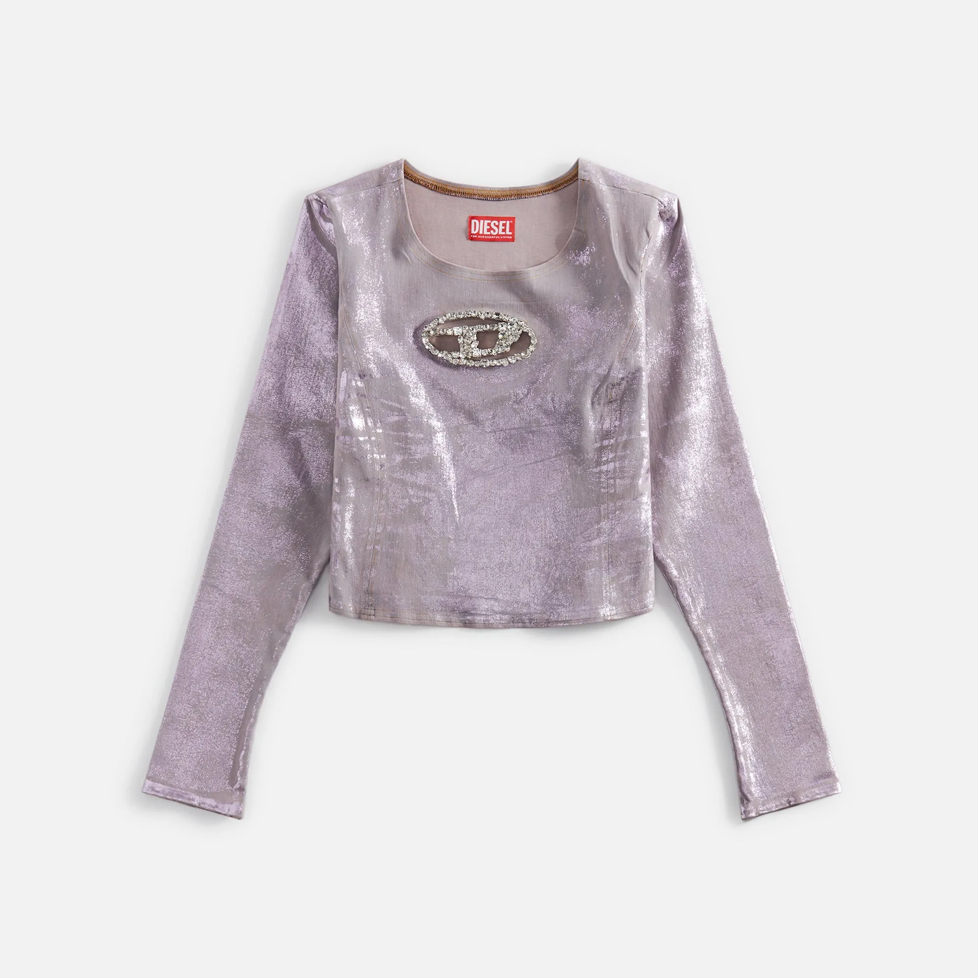 Diesel Logo Long Sleeve Denim Top - Pink sold by Kith