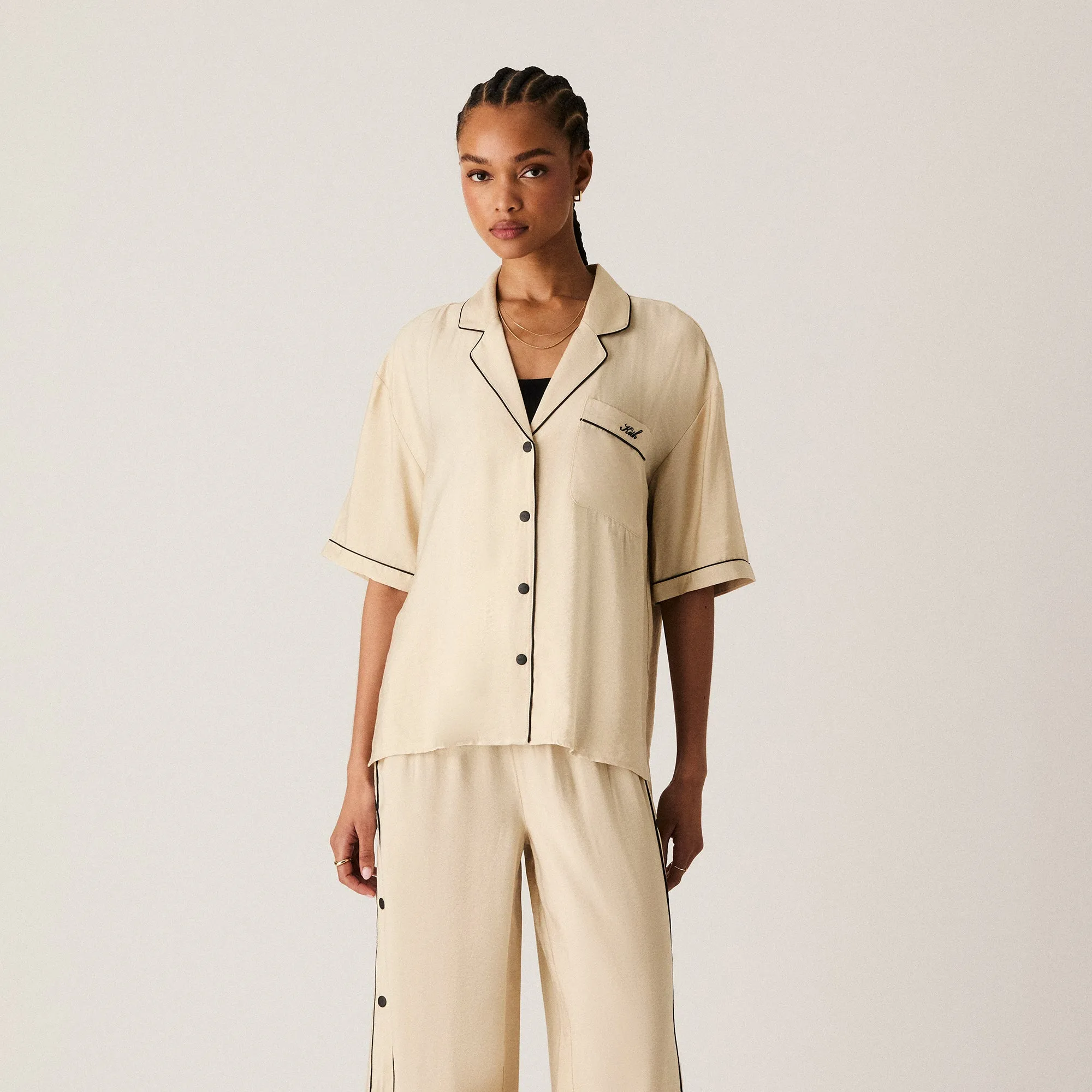 Kith Women Elena II Snap Front Shirt - Oat sold by Kith product image thumbnail 2