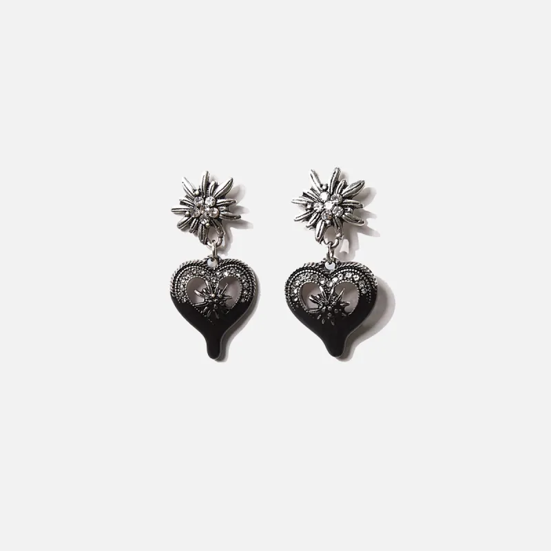Ottolinger Dipped Flower Heart Earrings - Black made by Ottolinger