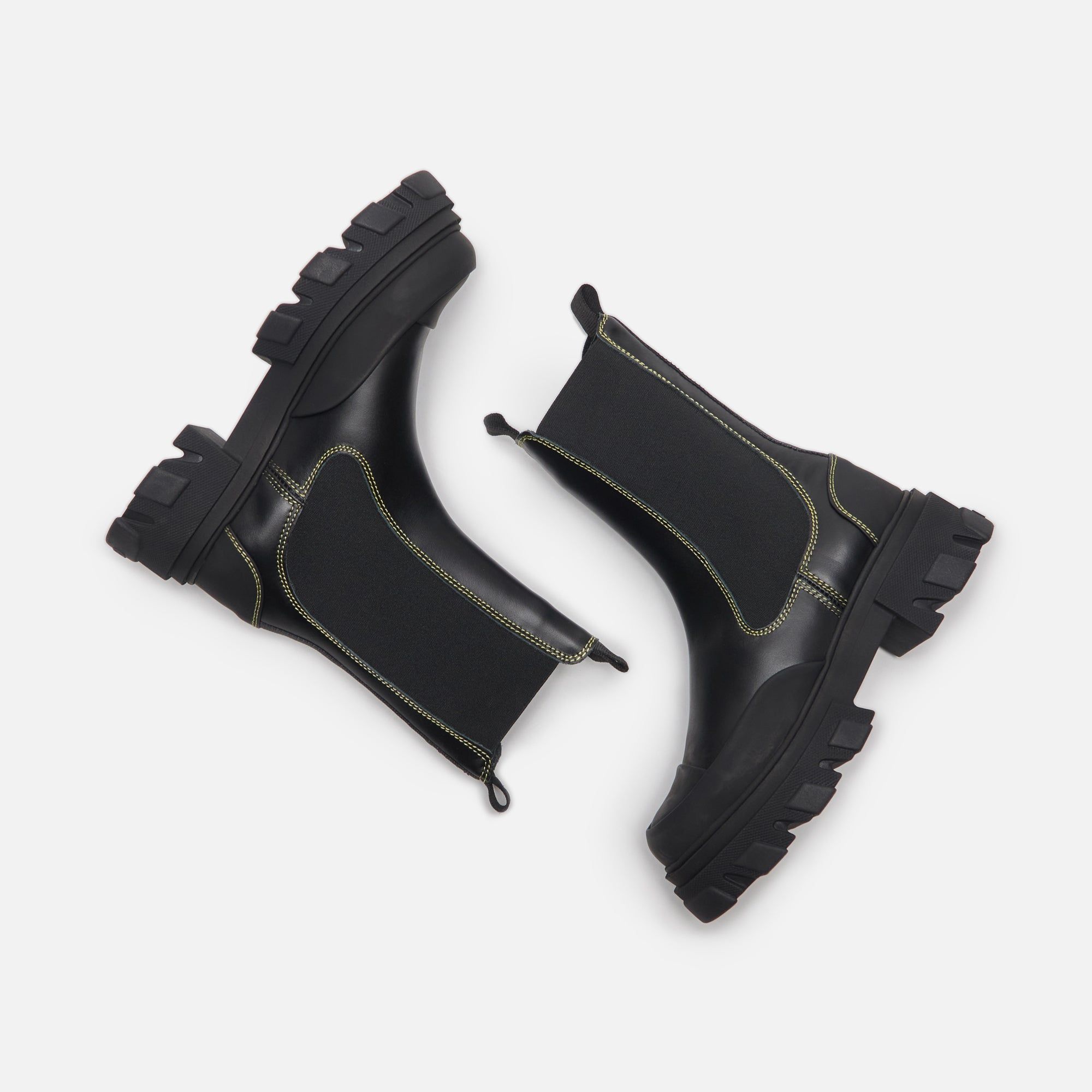 Ganni Mid Chelsea Yellow Stitch Boot - Black sold by Kith product image thumbnail 5