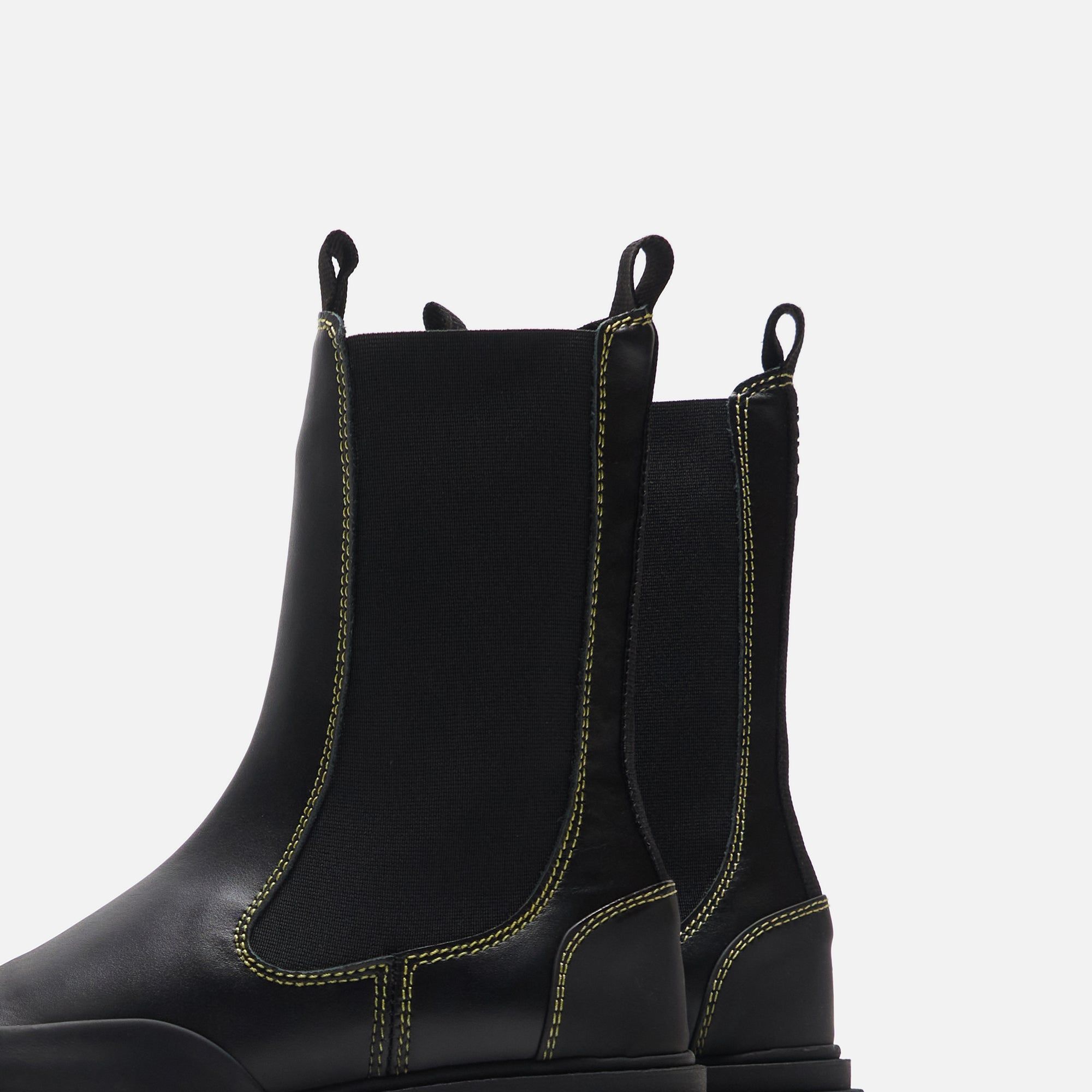 Ganni Mid Chelsea Yellow Stitch Boot - Black sold by Kith product image thumbnail 3