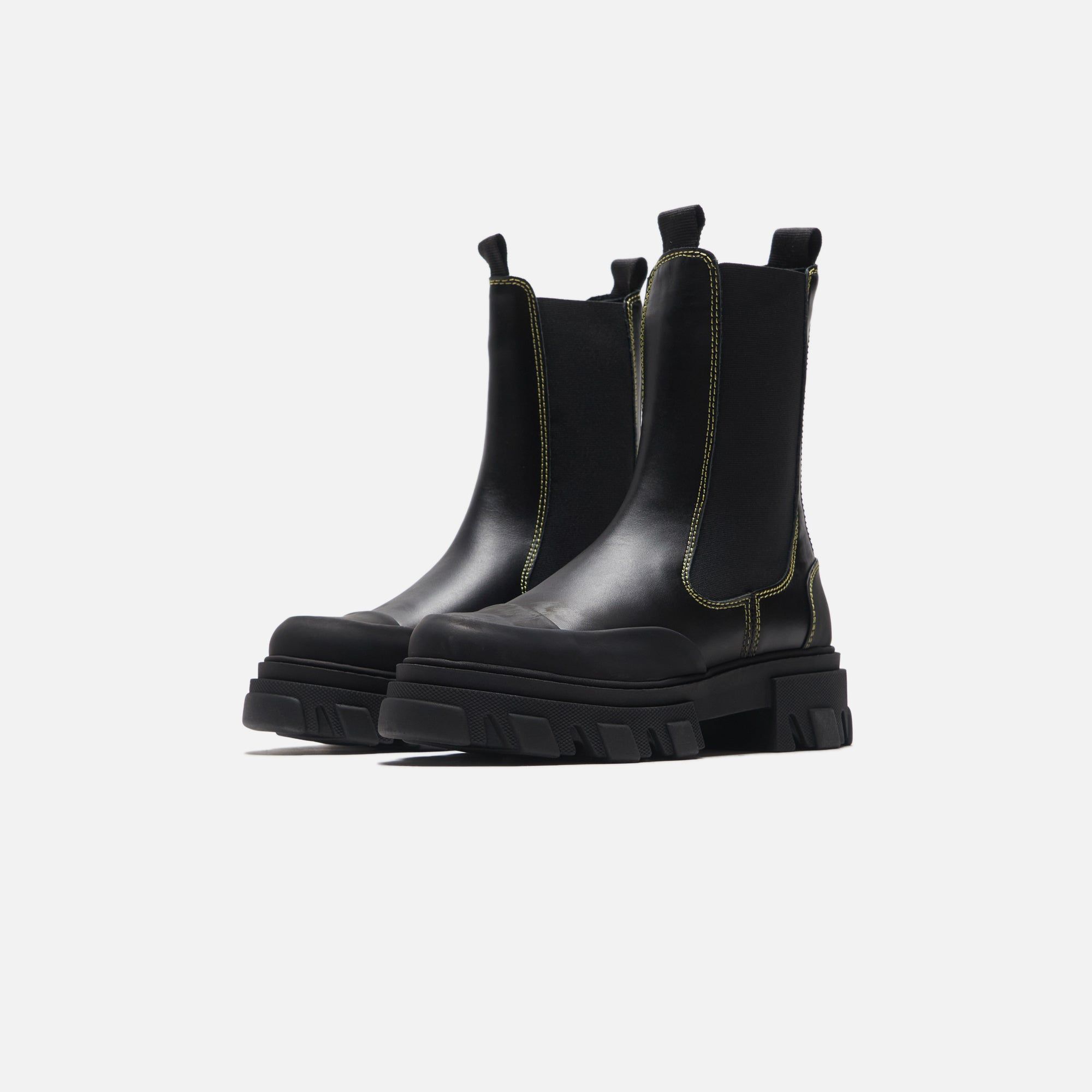 Ganni Mid Chelsea Yellow Stitch Boot - Black sold by Kith product image thumbnail 2