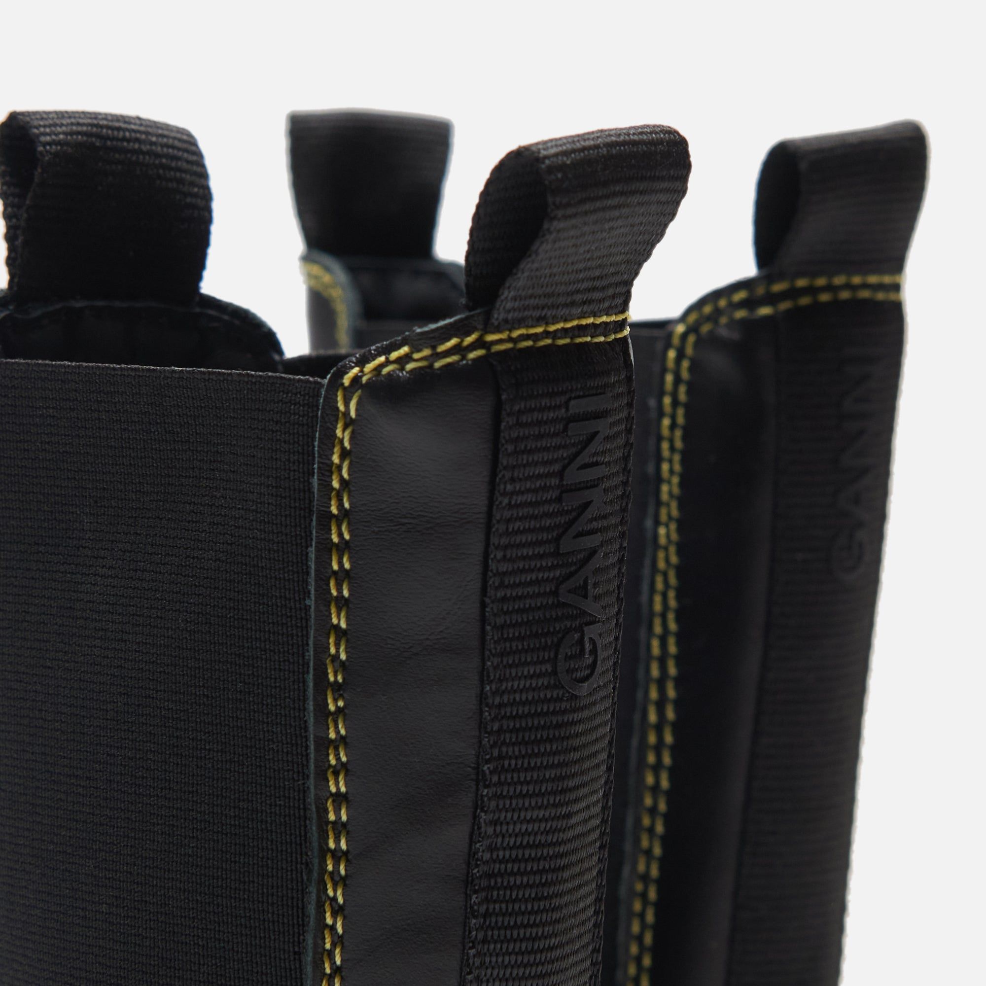 Ganni Mid Chelsea Yellow Stitch Boot - Black sold by Kith product image thumbnail 4