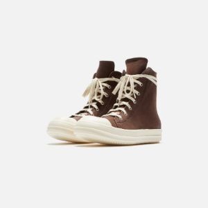 Rick Owens Scarpe in Pelle Sneakers - Brown / Milk / Milk sold by Kith