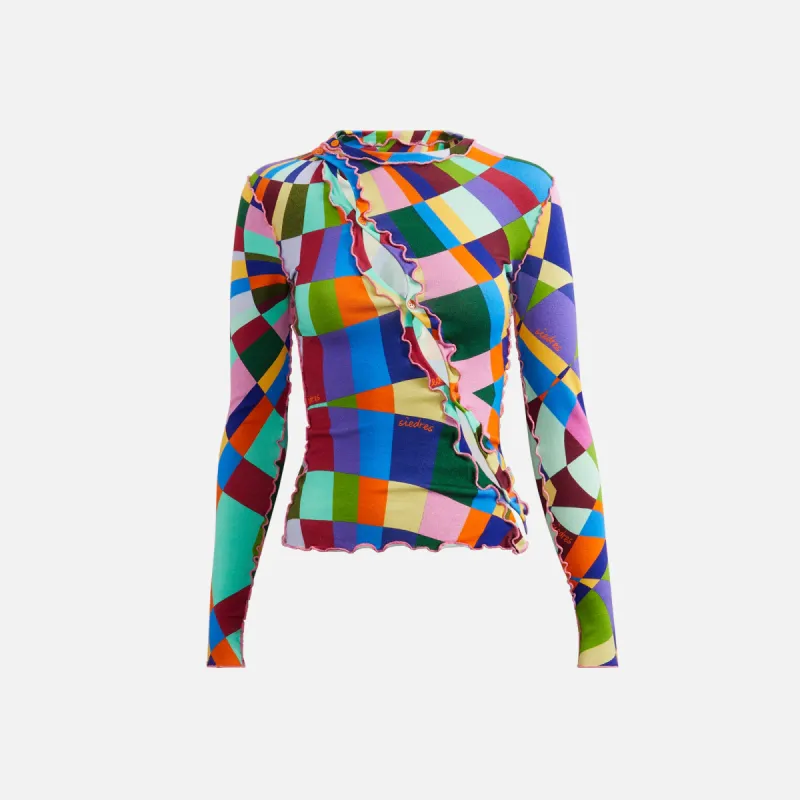 Siedres Exclusive Maddie Asymmetric Kaleidoscope Knit Shirt - Multi sold by Kith