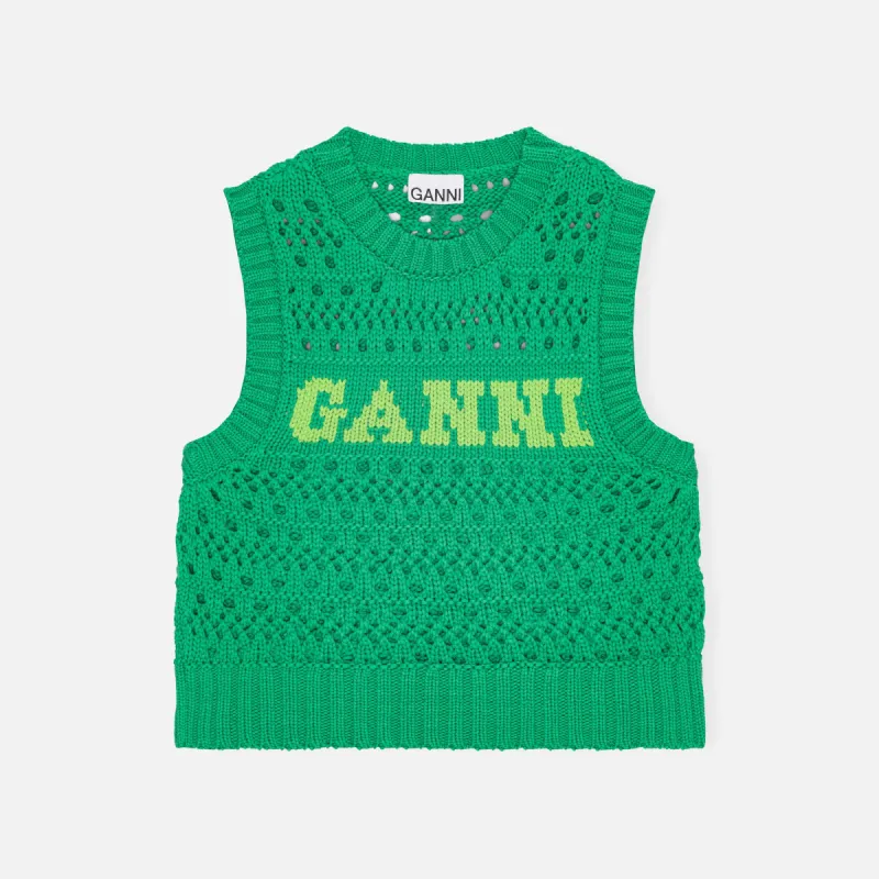 Ganni Cotton Rope Short Vest - Juniper sold by Kith