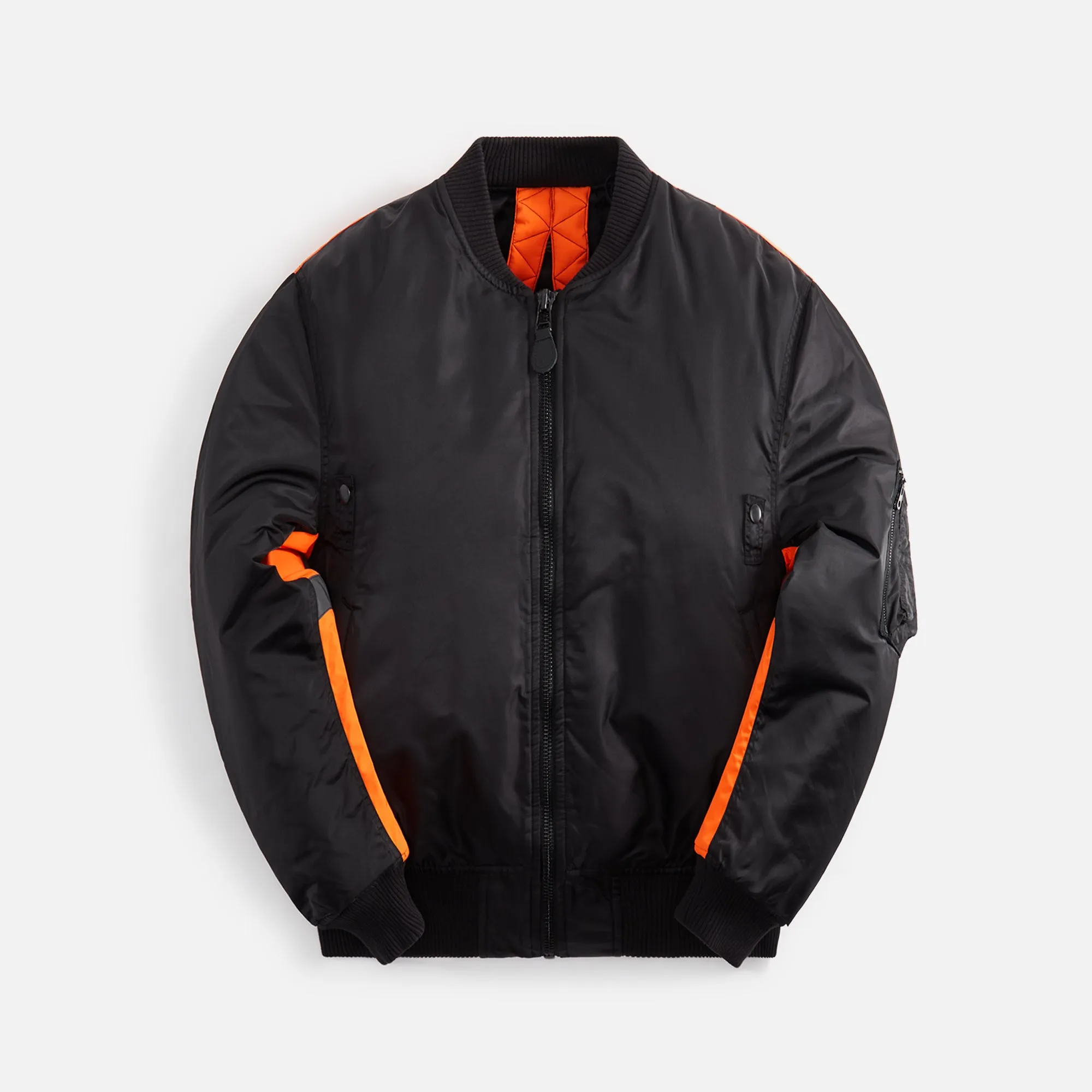 Maharishi Hi-Vis Ma-1 Flight Jacket - Black / Neon Orange sold by Kith