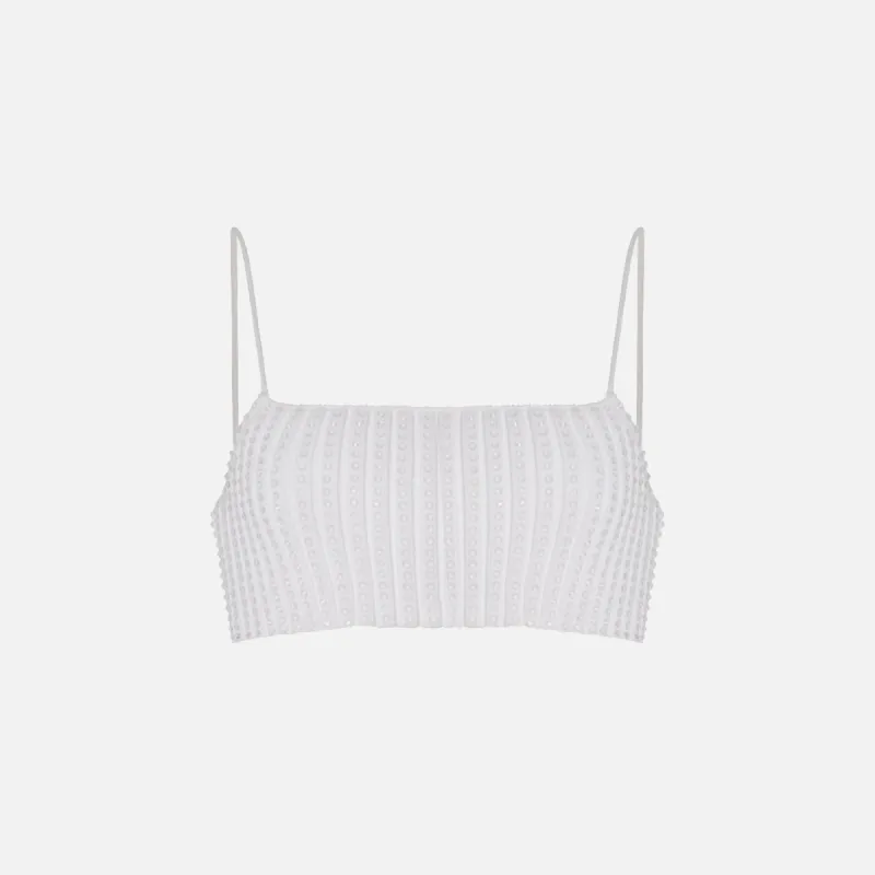 Alexander Wang Crystal Clear Rib Bandeau Bra - White sold by Kith