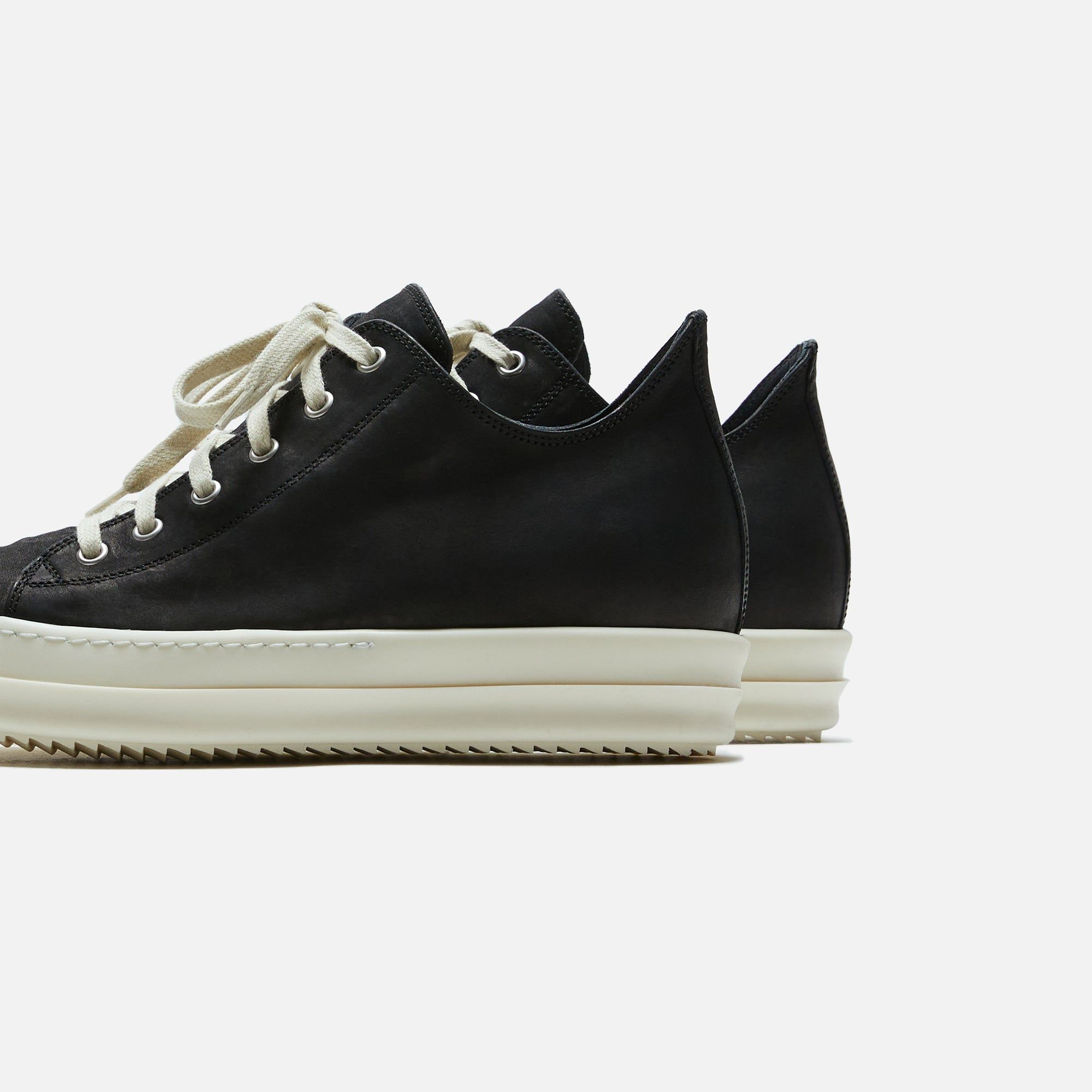 Rick Owens Scarpe Pelle Low Sneakers - Nubuck Black / Milk sold by Kith product image thumbnail 4
