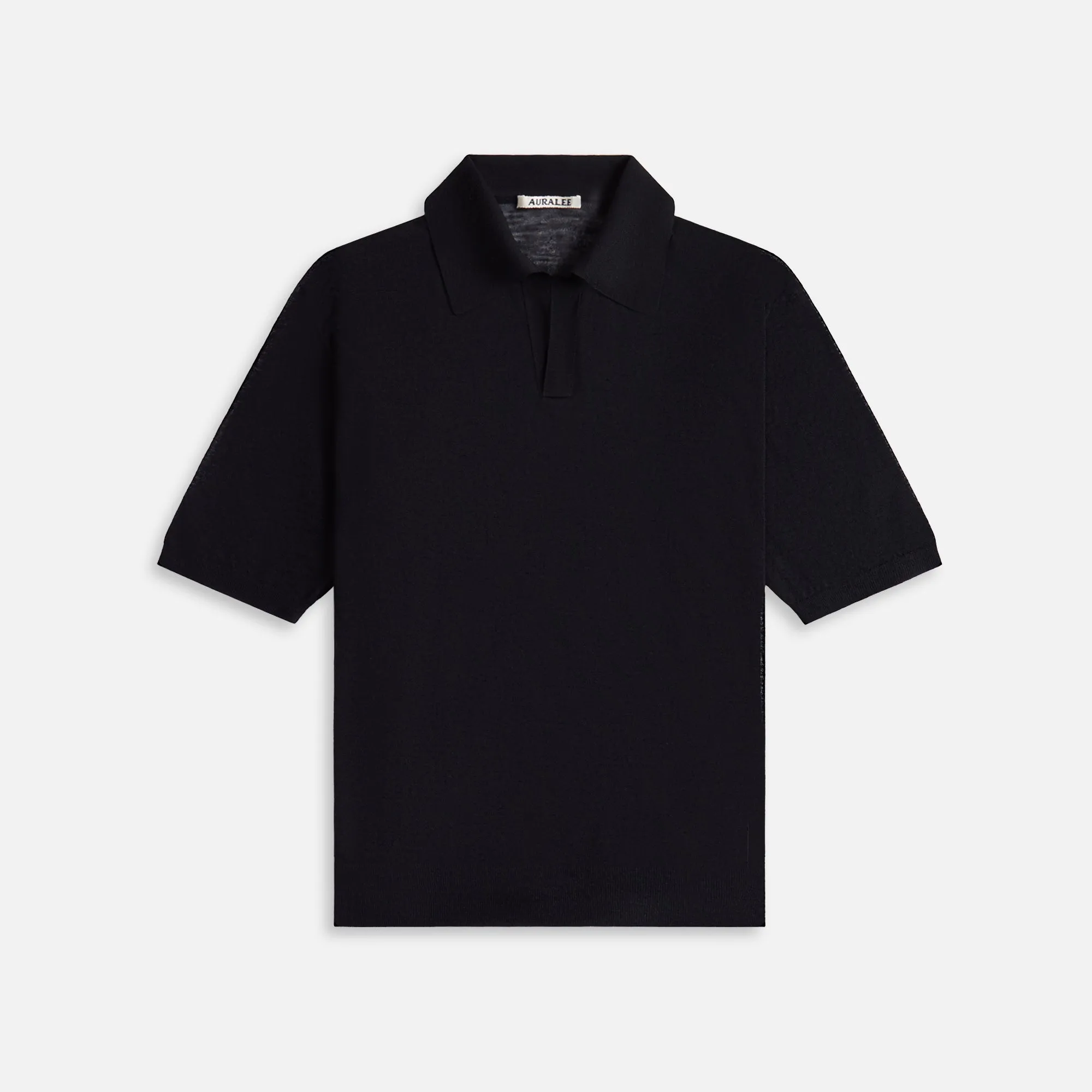 トップス AURALEE WOOL SILK KNIT SKIPPER POLO Silk Knit Skipper Polo in Black