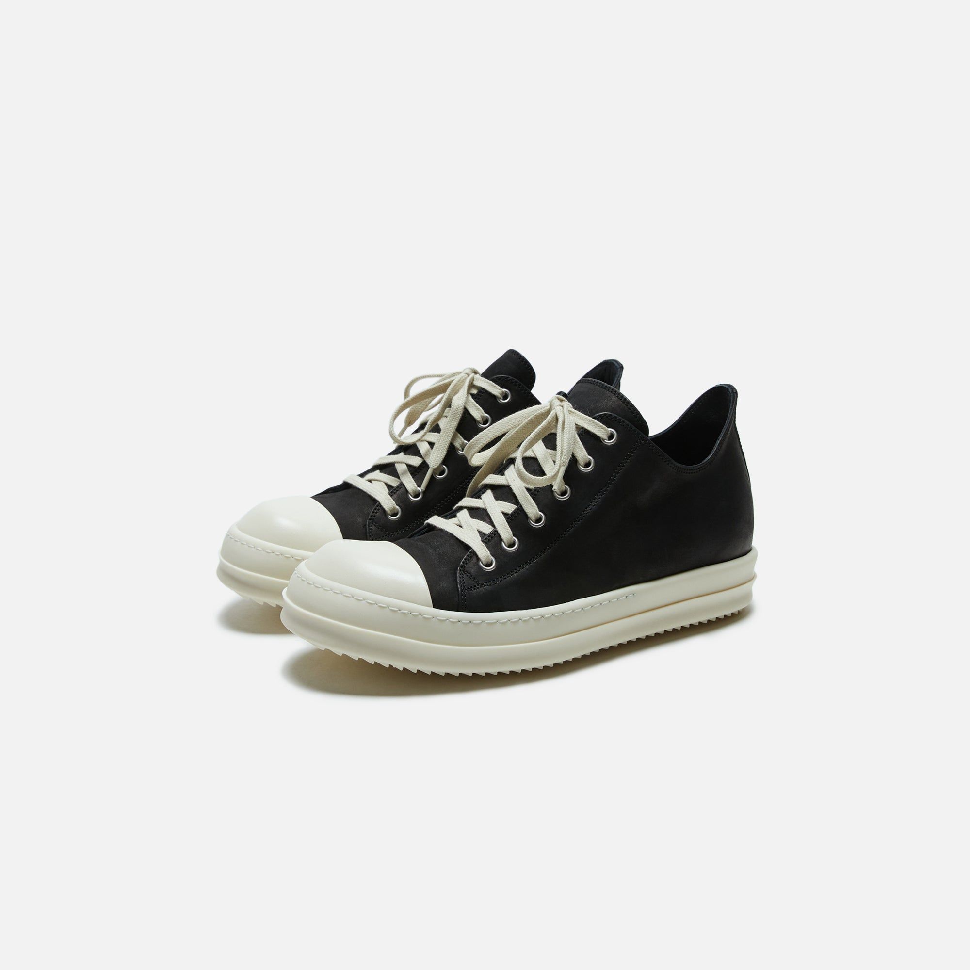 Rick Owens Scarpe Pelle Low Sneakers - Nubuck Black / Milk sold by Kith product image thumbnail 2