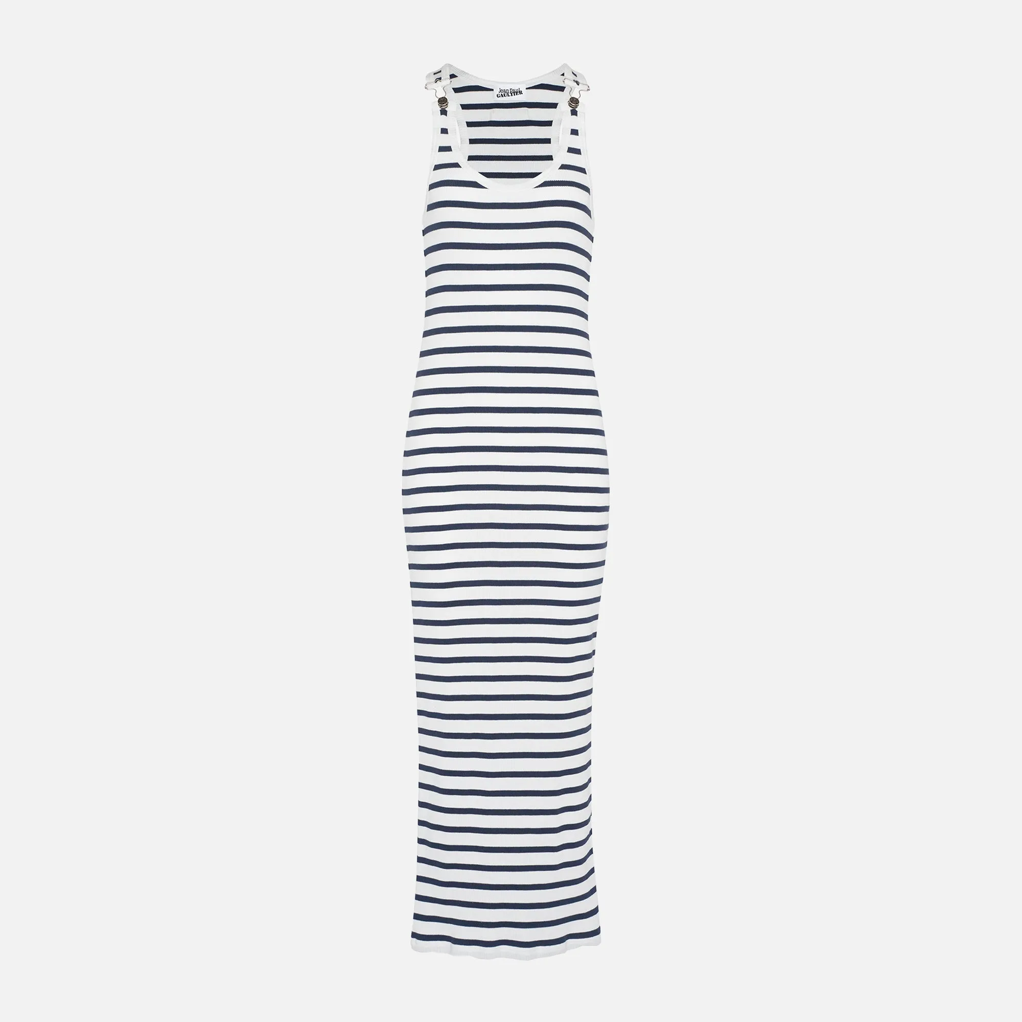 Jean Paul Gaultier Ribbed Mariniere Long Dress - White sold by Kith