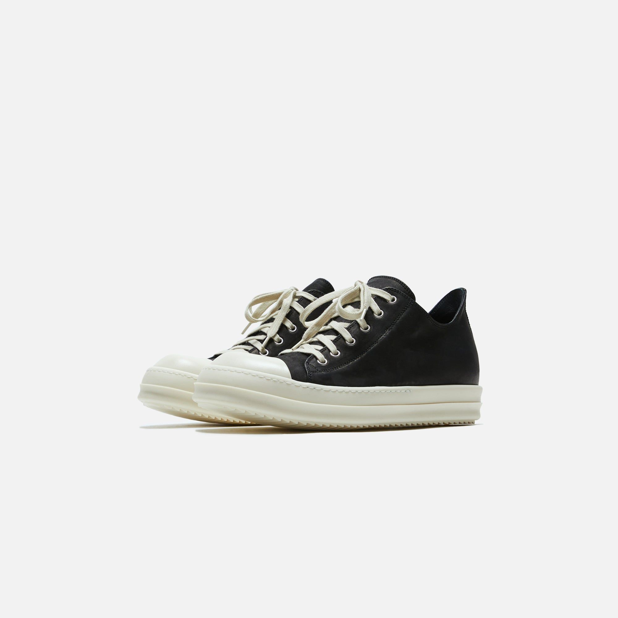 Rick Owens Scarpe Pelle Low Sneakers - Nubuck Black / Milk sold by Kith product image thumbnail 3