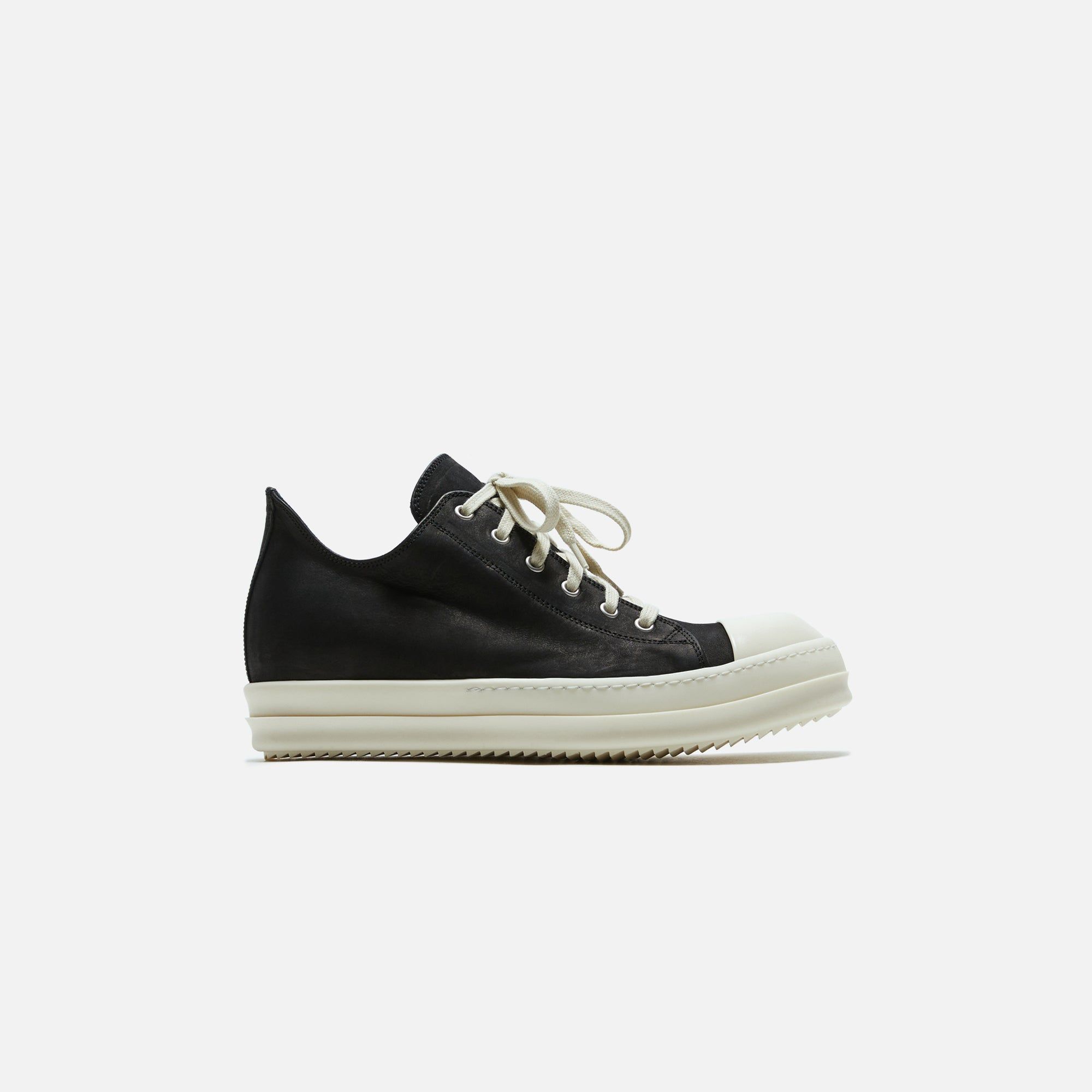 Rick Owens Scarpe Pelle Low Sneakers - Nubuck Black / Milk sold by Kith