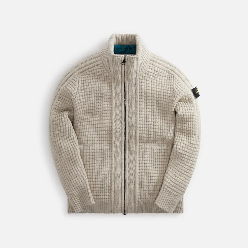 Stone Island President's Knit Pure Wool Zip Cardigan - Plaster
