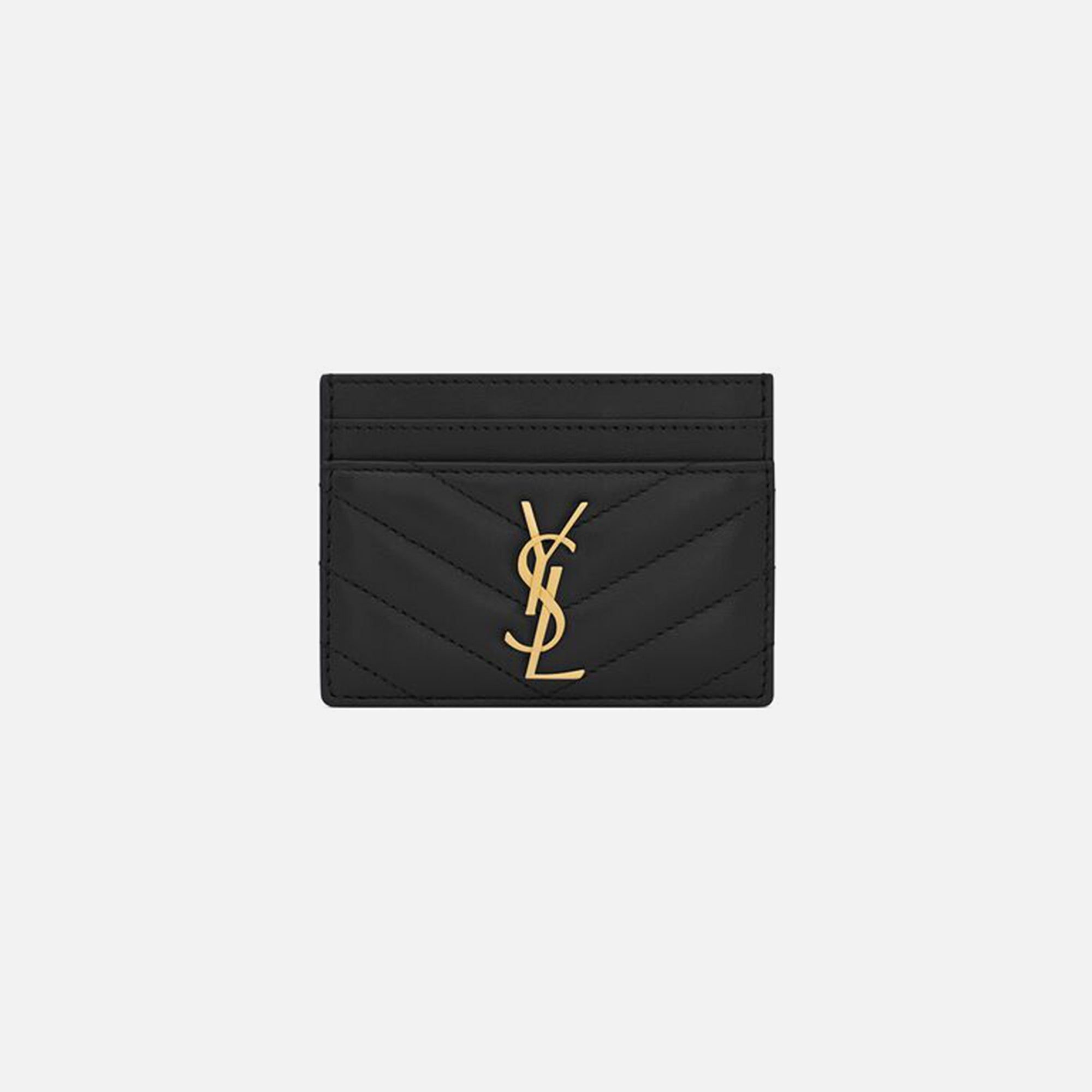 Saint Laurent Nappa Matelasse Credit Card Case - Black sold by Kith