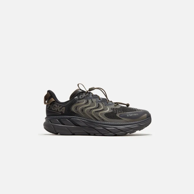 Hoka One One x Satisfy Clifton LS - Forged Iron / Black sold by Kith