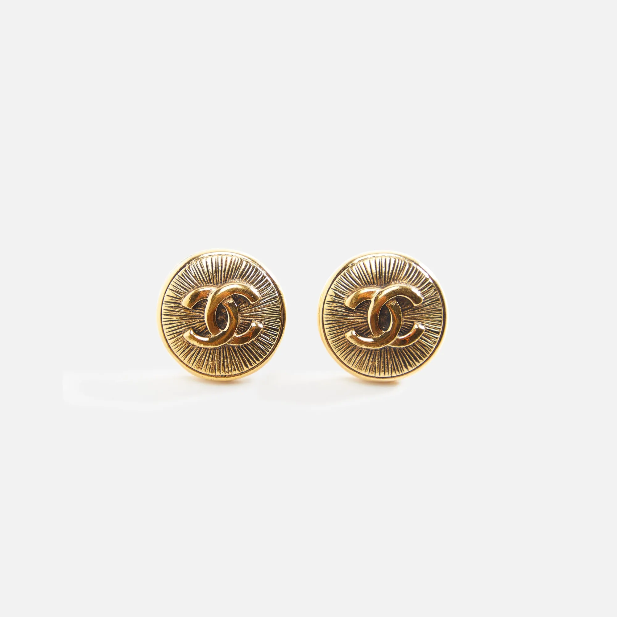 WGACA Chanel Sunburst Earrings - Gold sold by Kith