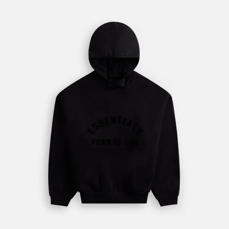 Essentials Nylon Fleece Hoodie - Jet Black sold by Kith