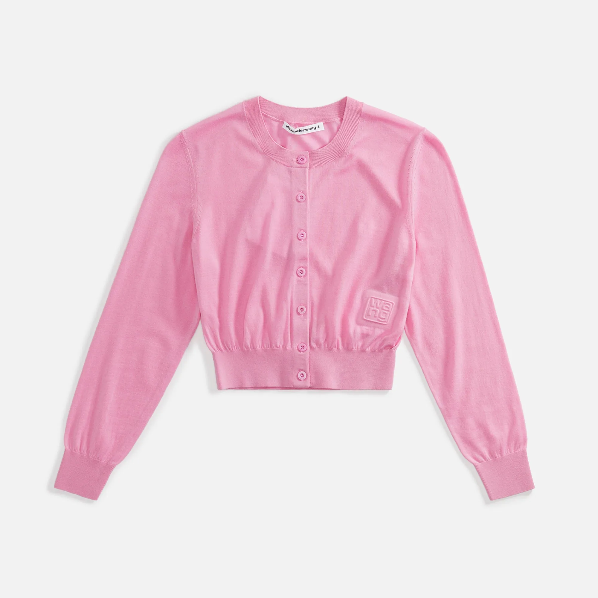 T by Alexander Wang Superfine Cropped Crewneck Cardi - Candy Pink sold by Kith