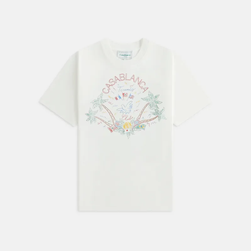 Casablanca Crayon Tennis Club Tee - White sold by Kith