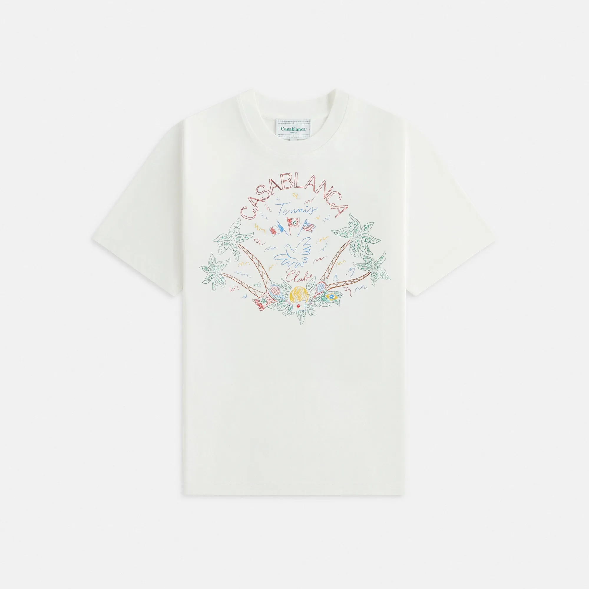 Casablanca Crayon Tennis Club Tee - White sold by Kith