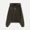 T by Alexander Wang Glitter Essential Terry Hoodie with Puff Logo - Army Green sold by Kith