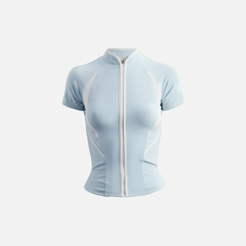 Hyein Seo Slashed Zip Top - Sky Blue sold by Kith