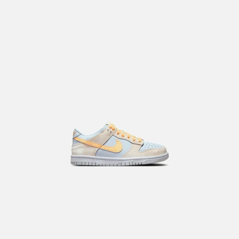 Nike GS Dunk Low - Pale Ivory / Melon Tint / Football Grey / White sold by Kith