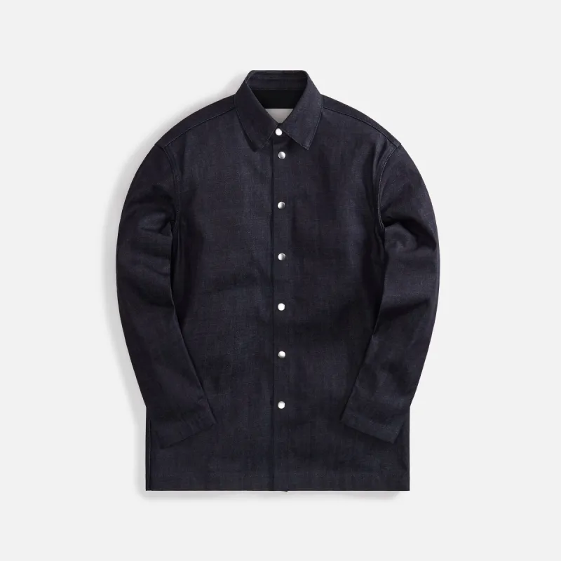 Jil Sander Diagonal Cotton Organic Denim Shirt - Magnet sold by Kith