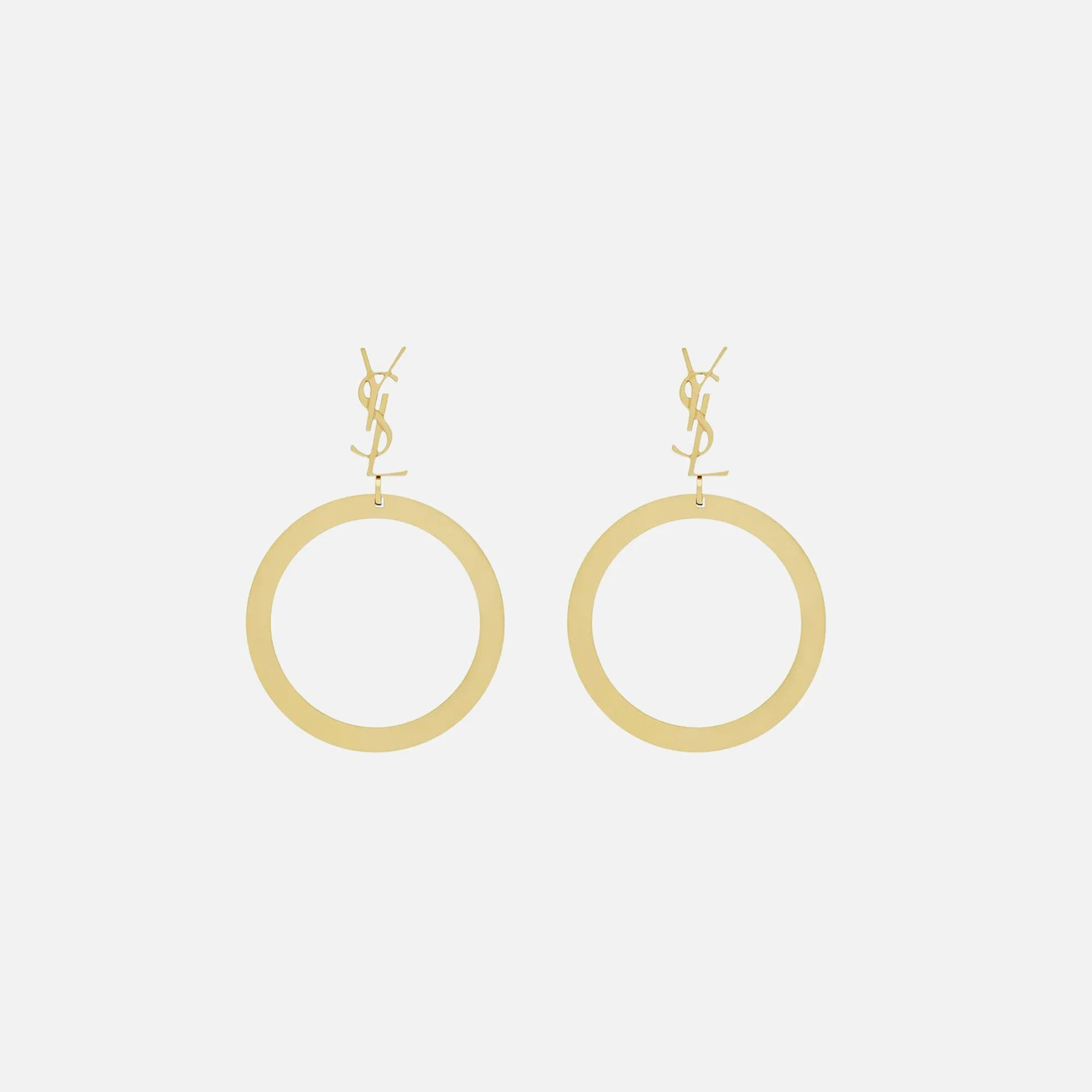 Saint Laurent Cassandre YS Hoop Earrings - Yellow Gold sold by Kith