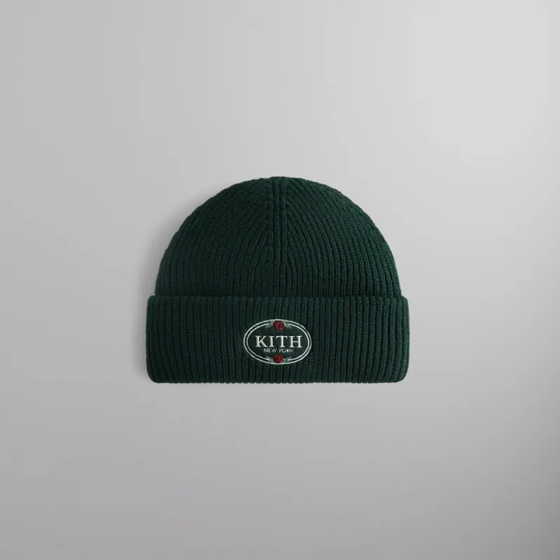Kith Rose Embroidered Cuffed Beanie - Stadium sold by Kith