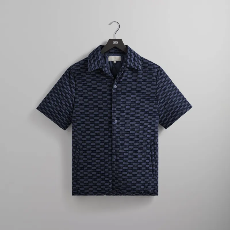 Kith Flocked Monogram Puffed Devon Shirt - Nocturnal sold by Kith