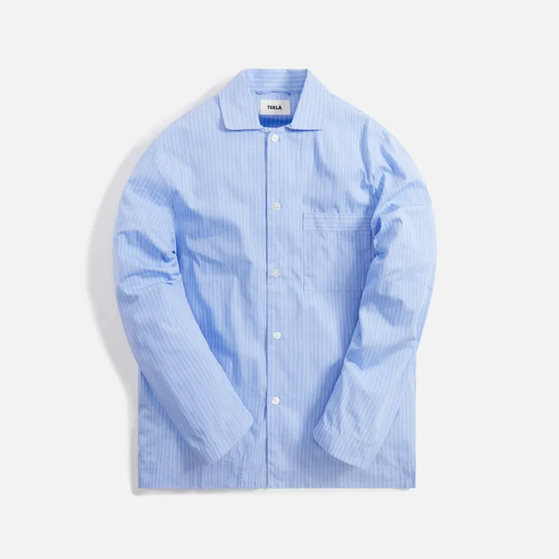 Tekla Poplin Long Sleeve Pajama Shirt - Pin Stripes sold by Kith