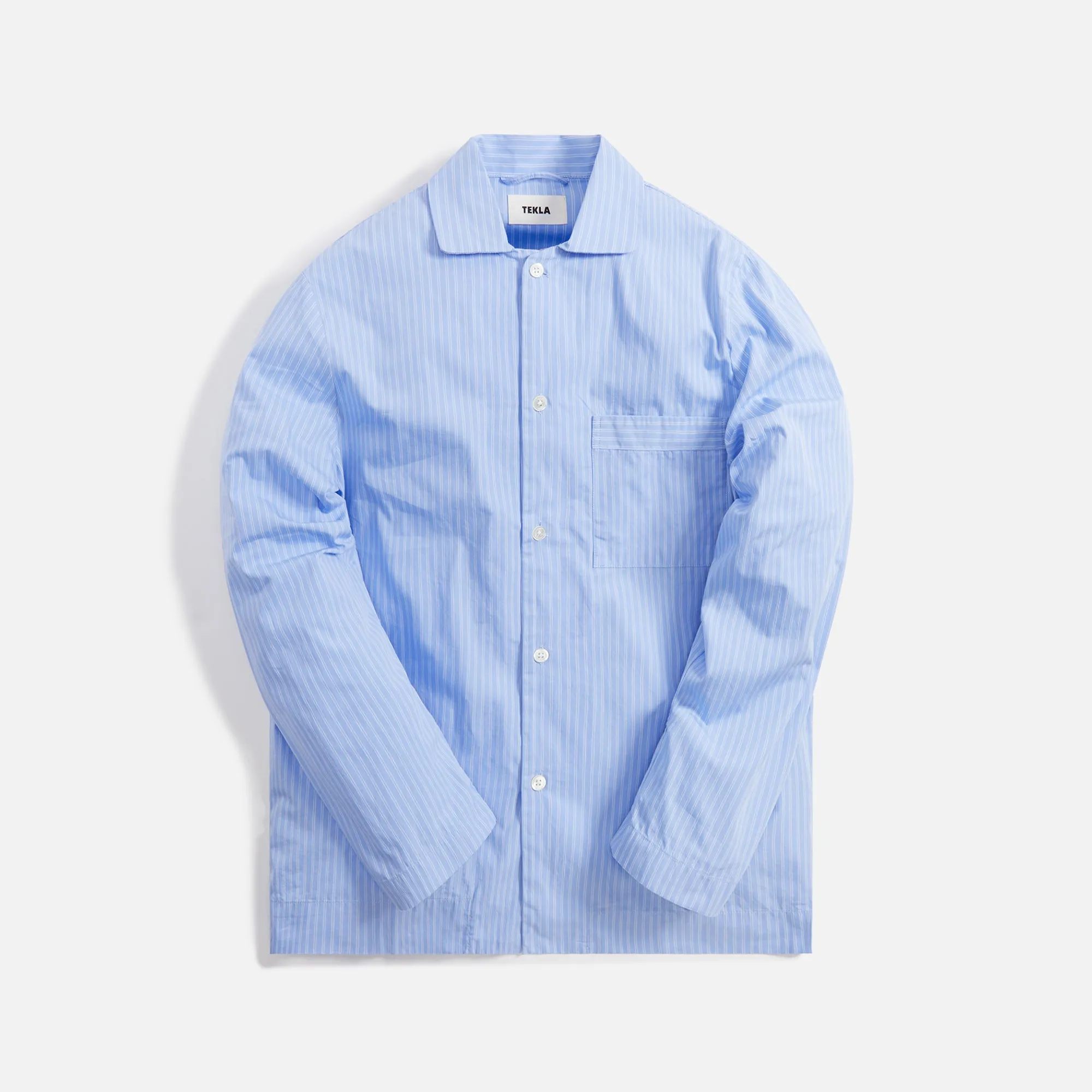 Tekla Poplin Long Sleeve Pajama Shirt - Pin Stripes sold by Kith