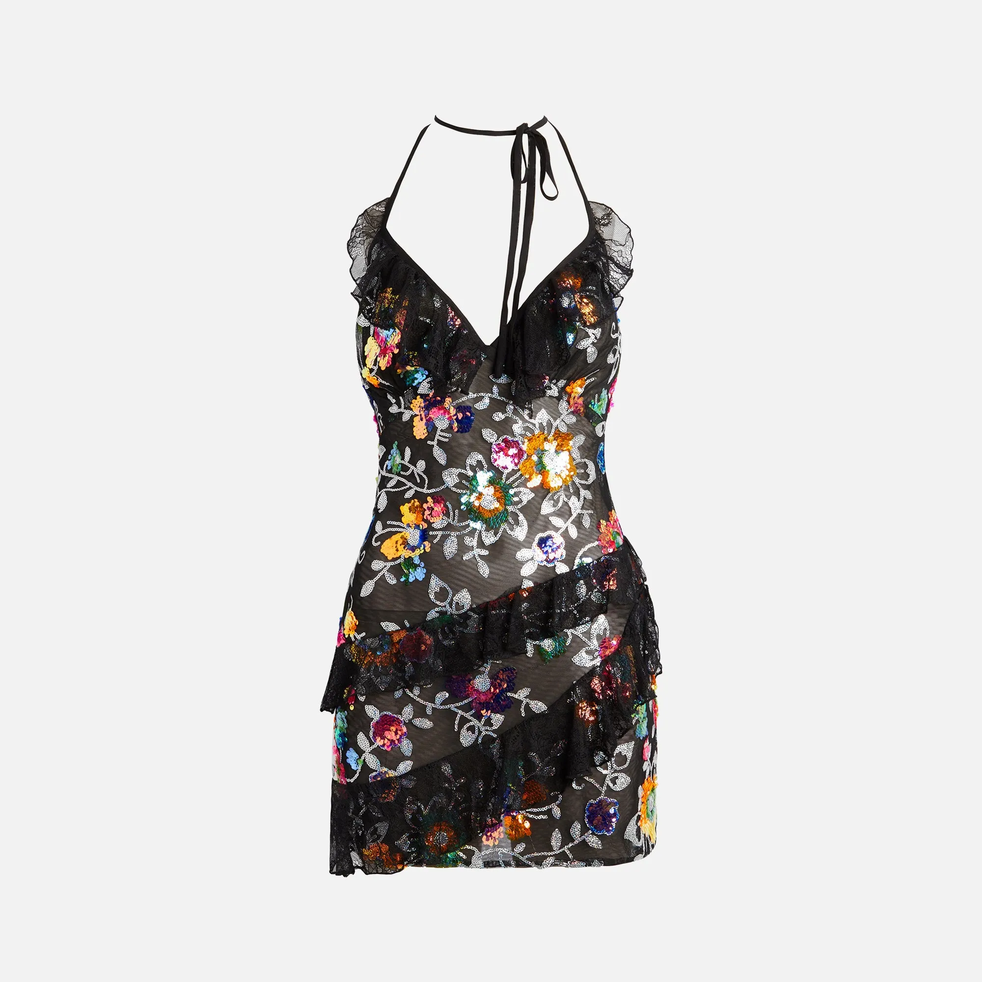 Kim Shui Floral Sequin Ruffle Mini - Multi sold by Kith