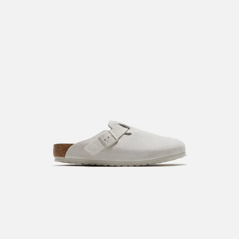 Birkenstock Boston Antique Suede - White sold by Kith