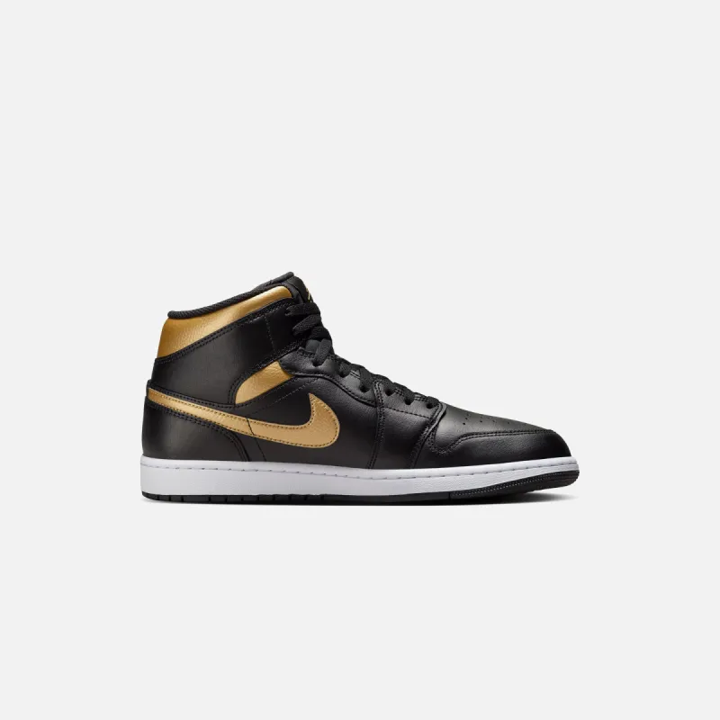 Jordan Air Jordan 1 Mid - Black / Metallic Gold / White sold by Kith